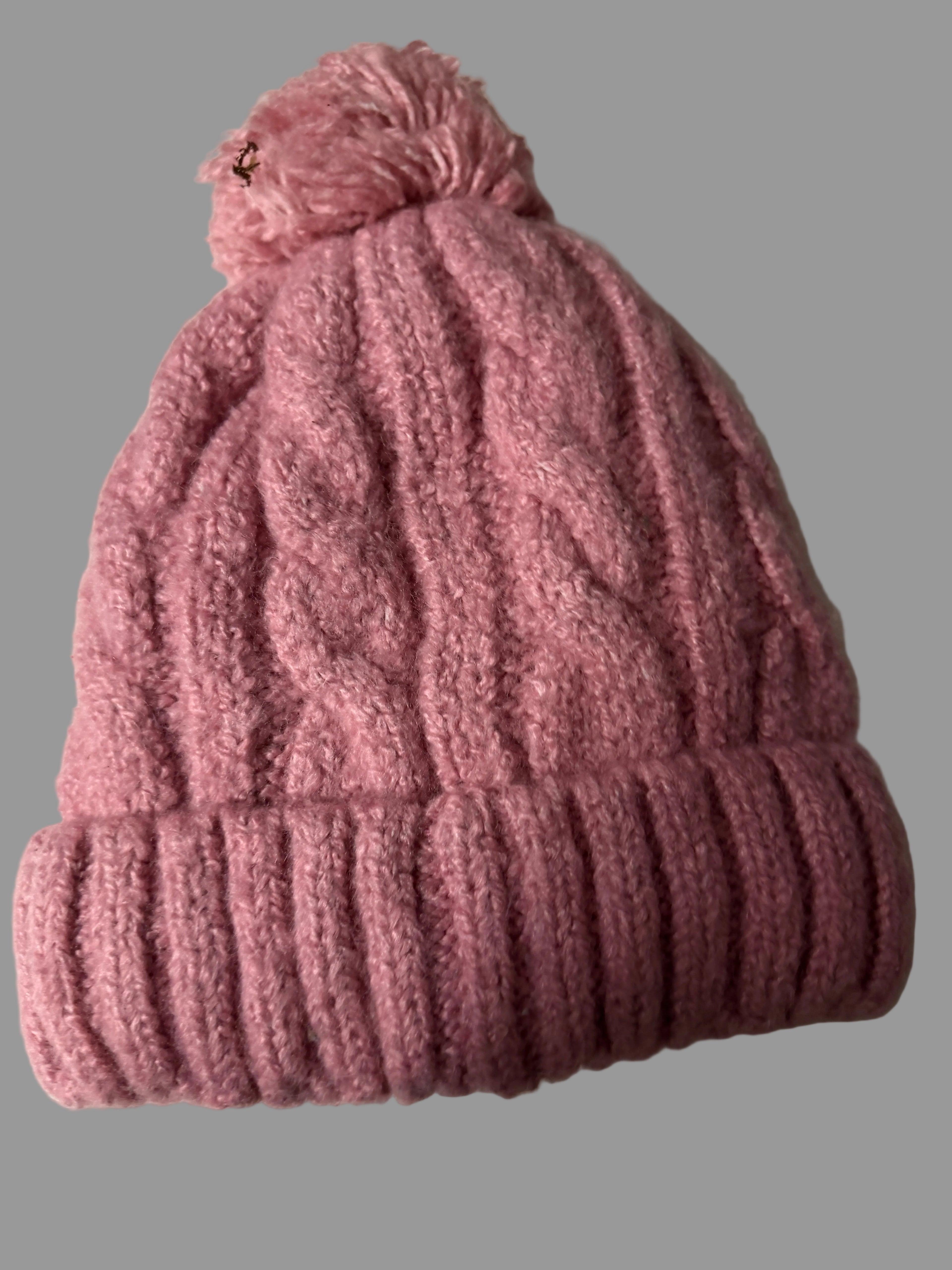 Superdry Vintage Pink Cable Knit Beanie Hat With Sherpa Lining Sz: One Size SKU 7209