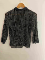 Vintage petite black dotted pattern women top size 10