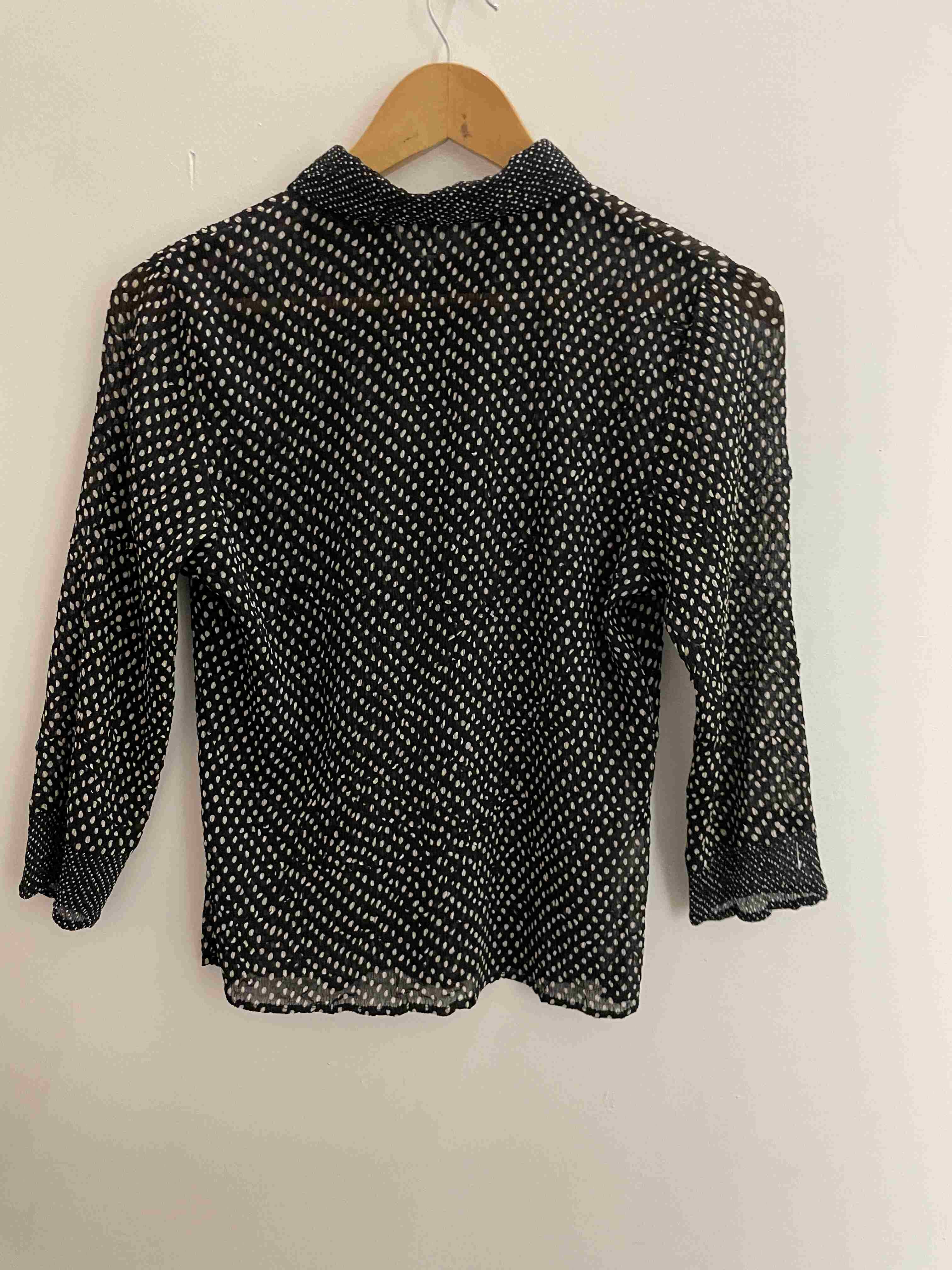 Vintage petite black dotted pattern women top size 10