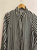 Vintage black and white vertical stripe long sleeve medium shirt