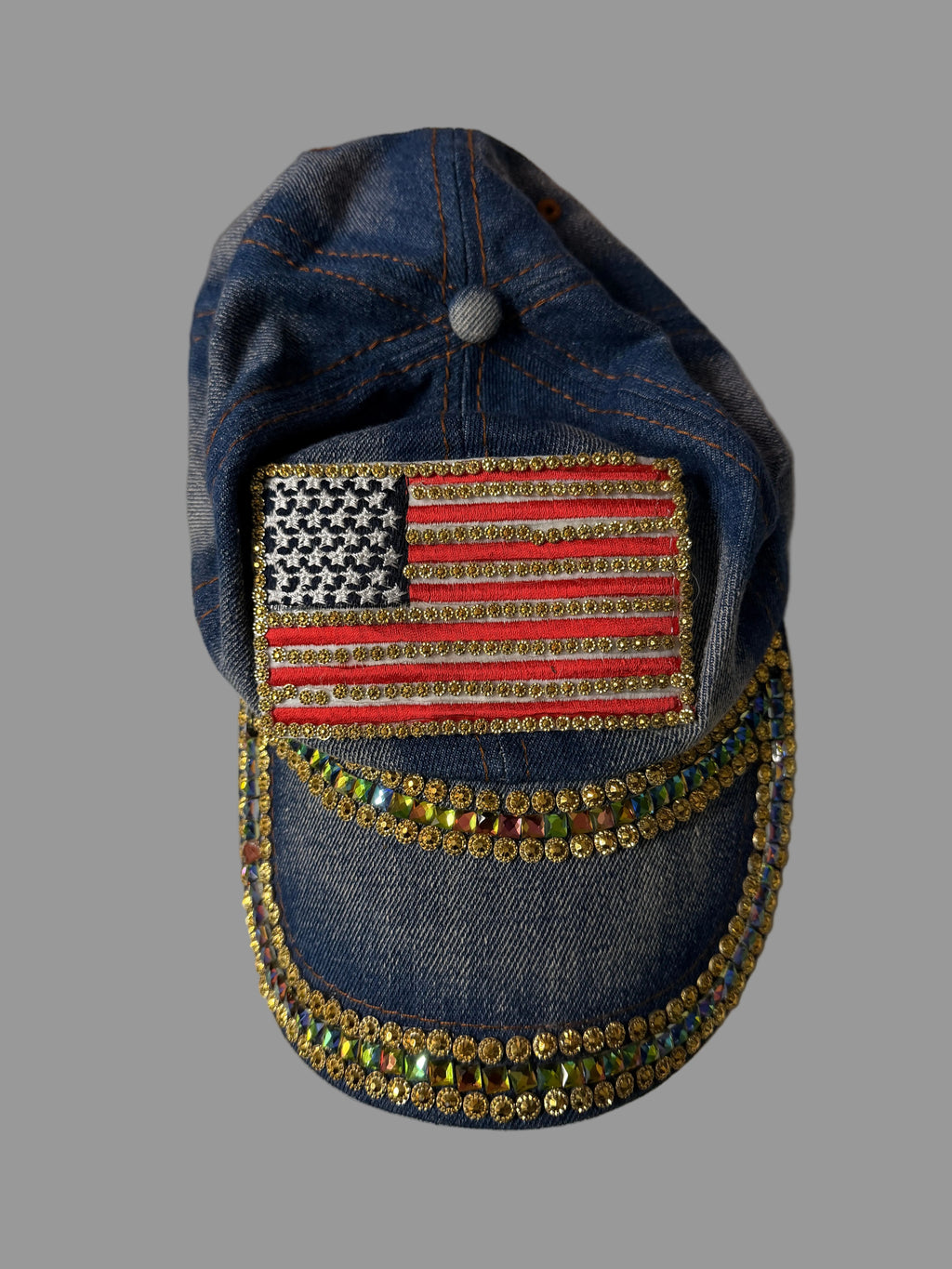 Denim bag with American flag patch 
