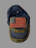 Denim bag with American flag patch 
