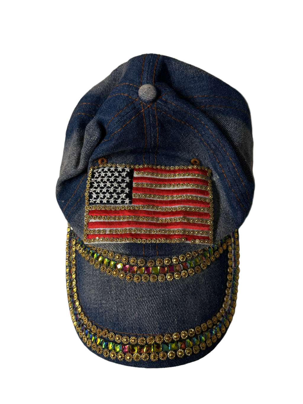 Denim pouch with American flag patch 
