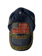 Denim pouch with American flag patch 