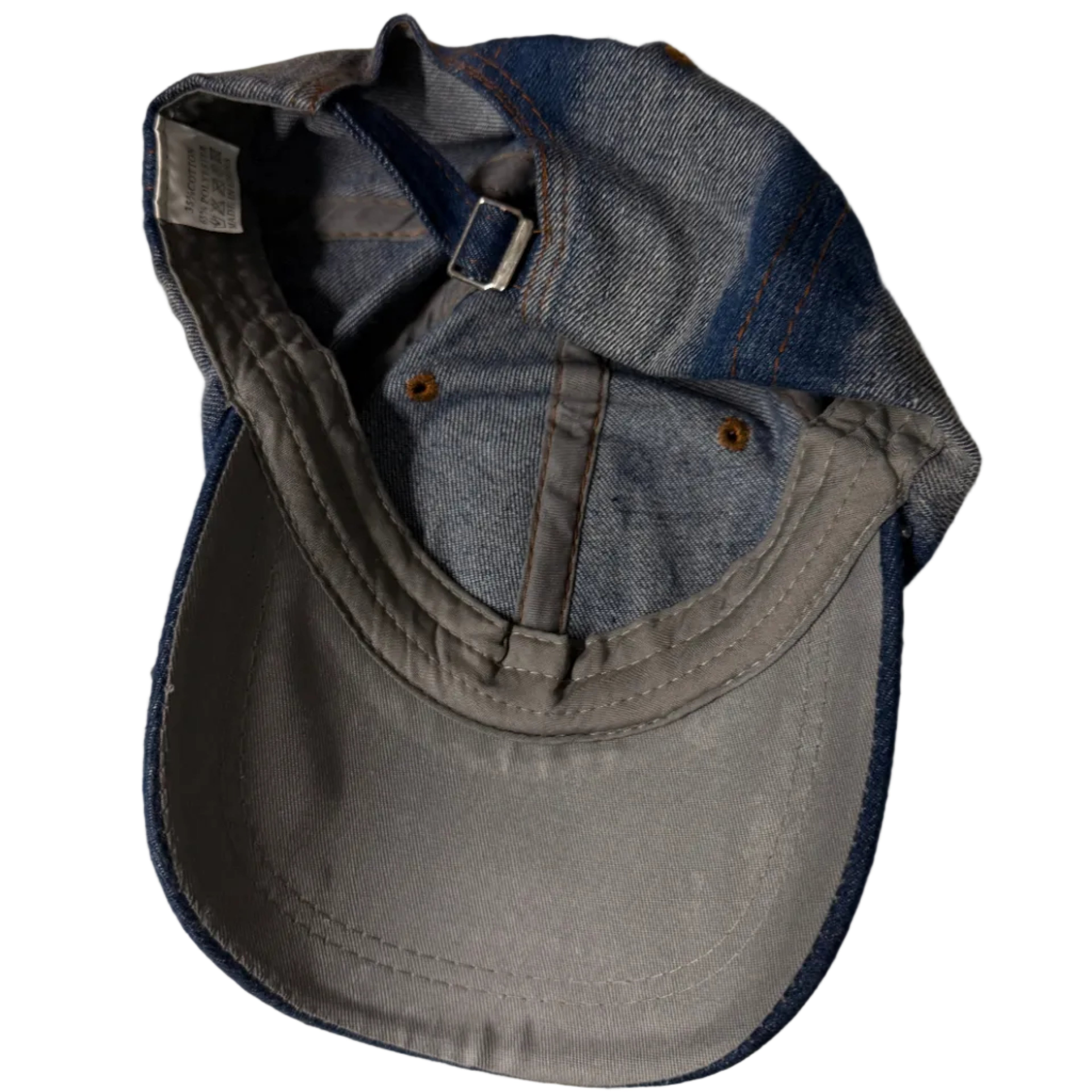 Vintage Women's Denim Baseball Cap with Rhinestone American Flag - Blue