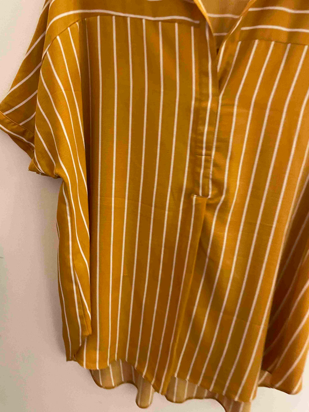 Vintage mustard yellow linen vertical stripe large top