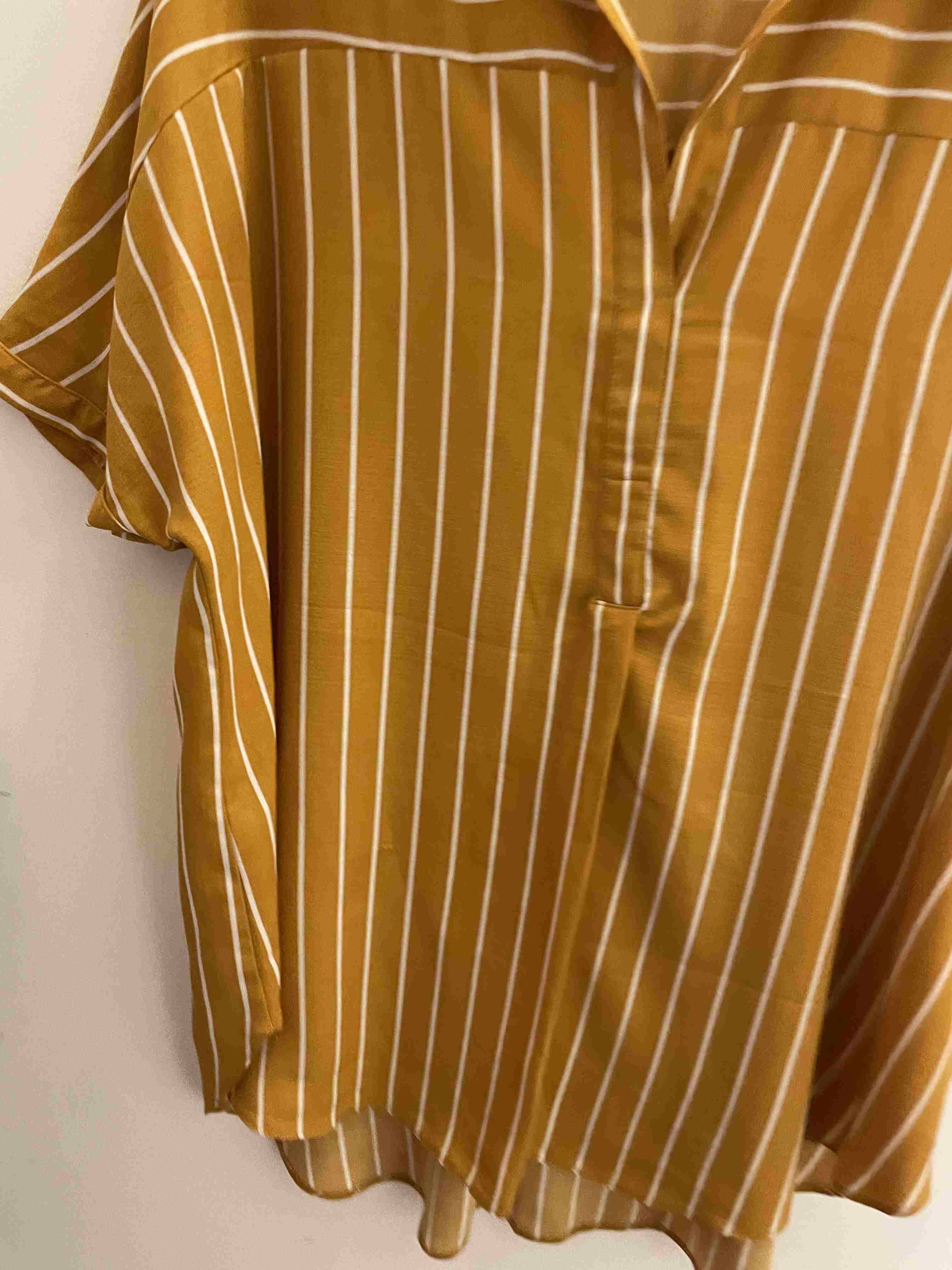 Vintage mustard yellow linen vertical stripe large top