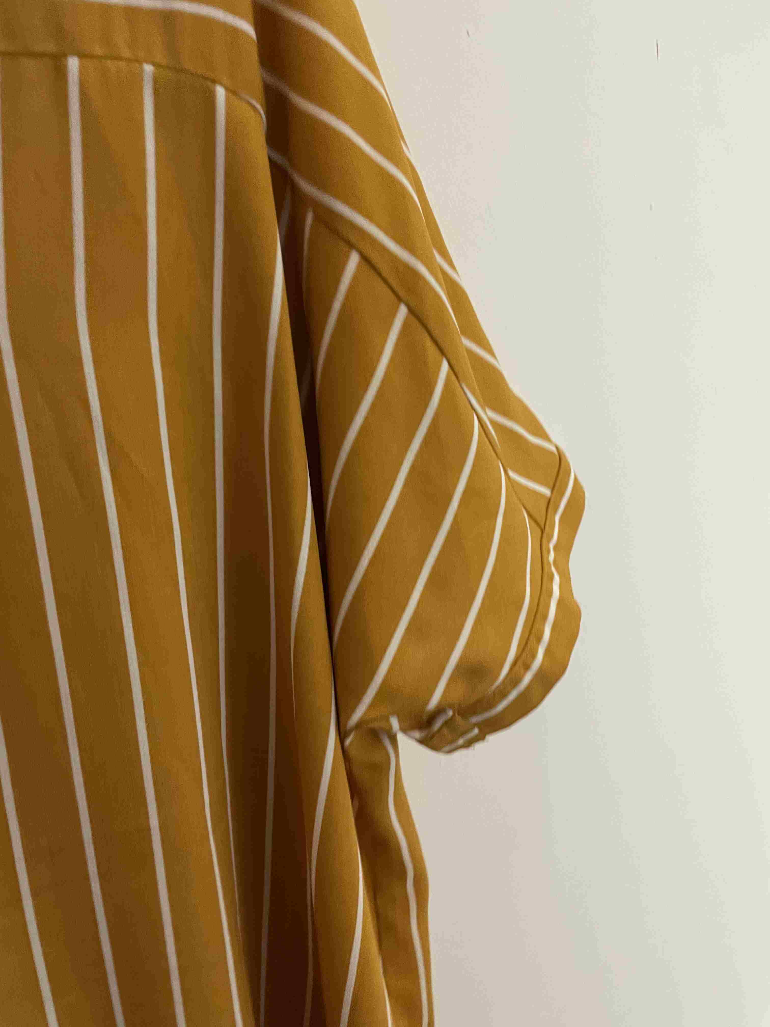 Vintage mustard yellow linen vertical stripe large top