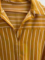Vintage mustard yellow linen vertical stripe large top