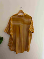 Vintage mustard yellow linen vertical stripe large top