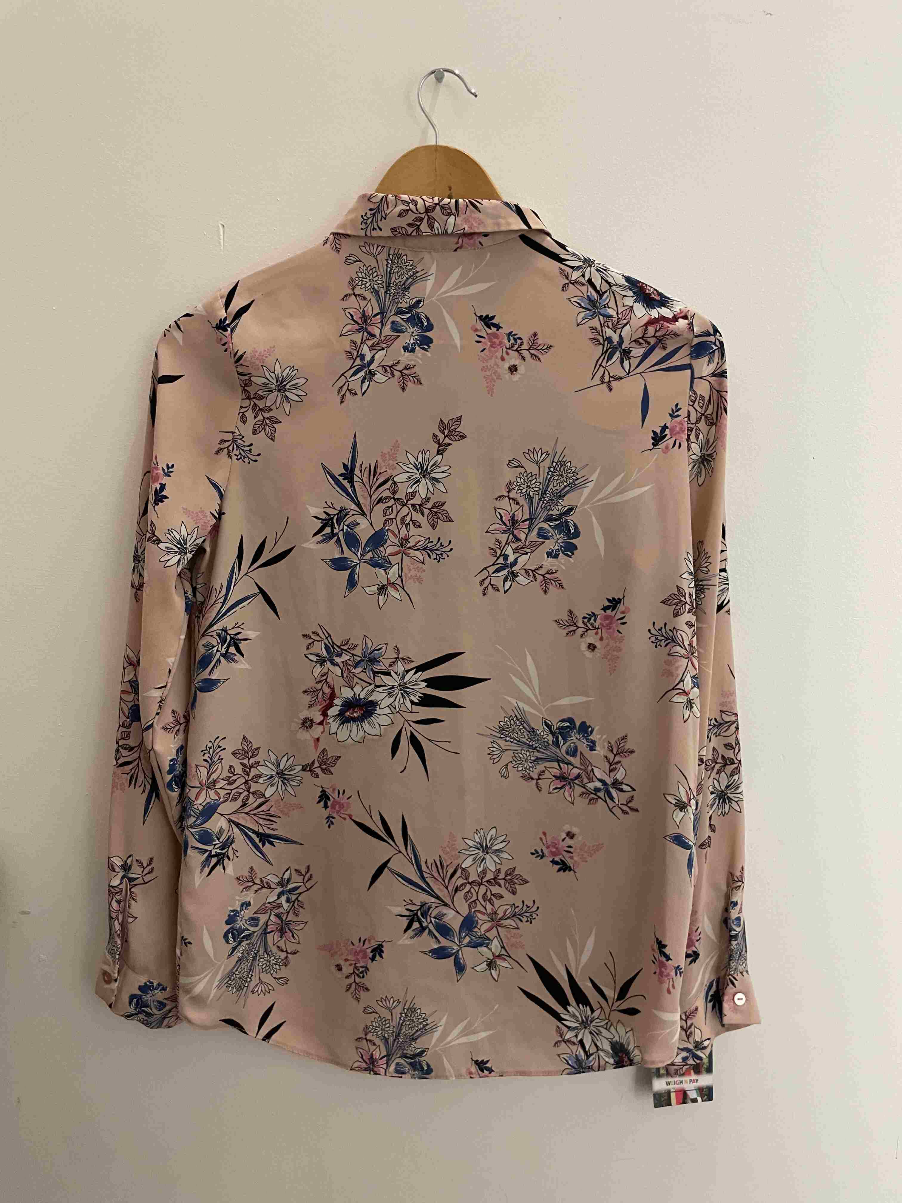 Vintage peach womens floral pattern long sleeve shirt size 8