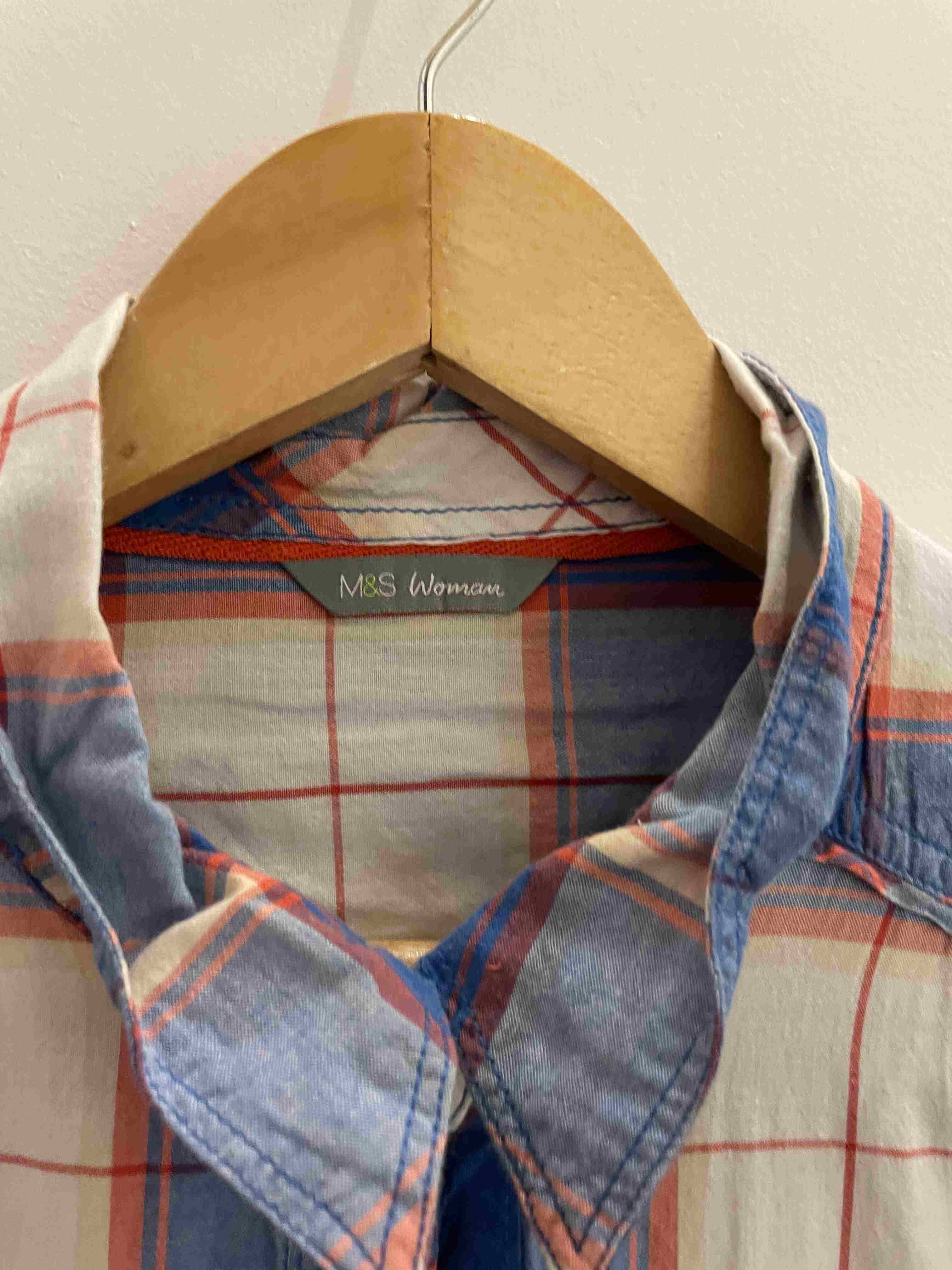 Vintage mark & spencer blue checkered womens small shirt