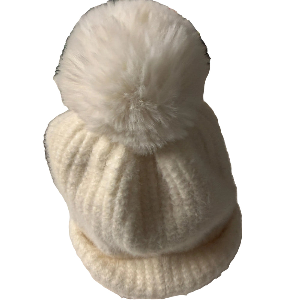 Cream knitted Beanie SKU 7220