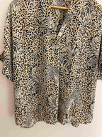 Vintage brown leaopard print pattern womens medium top