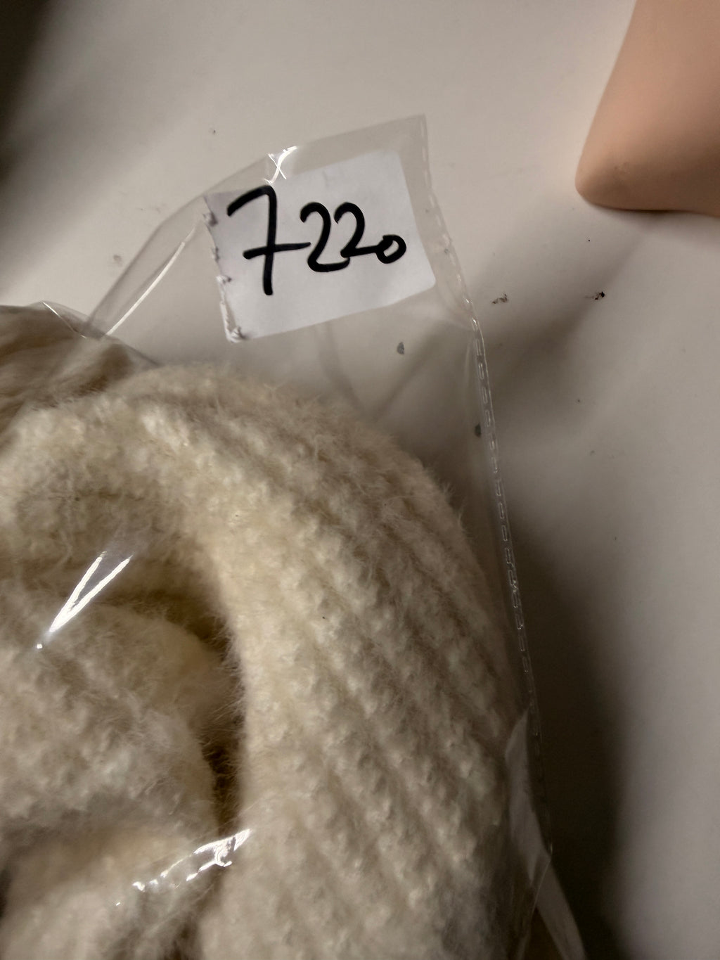 Cream knitted Beanie SKU 7220