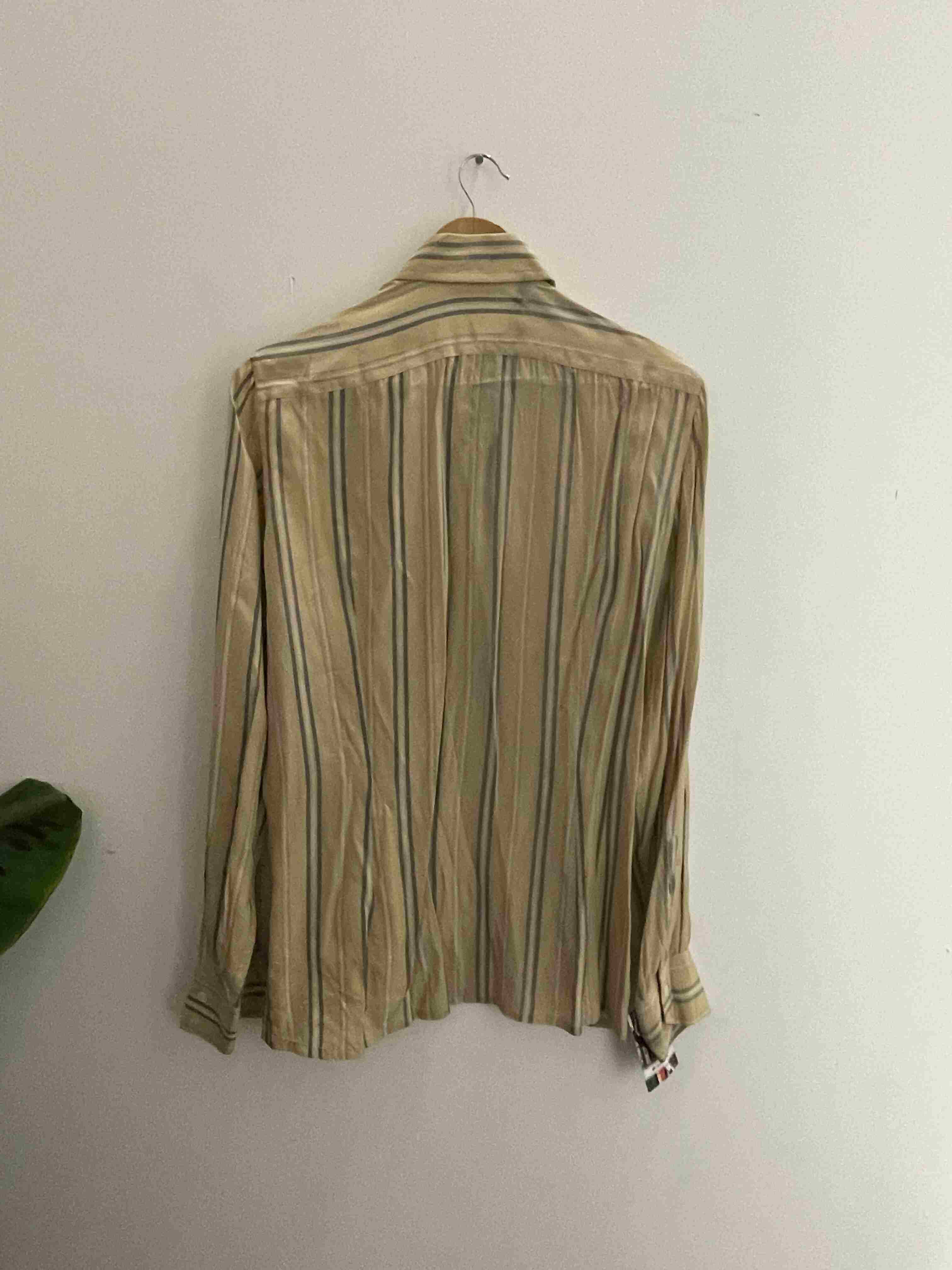 Vintage Pancaldi & B cream vertical stripe pattern mens shirt