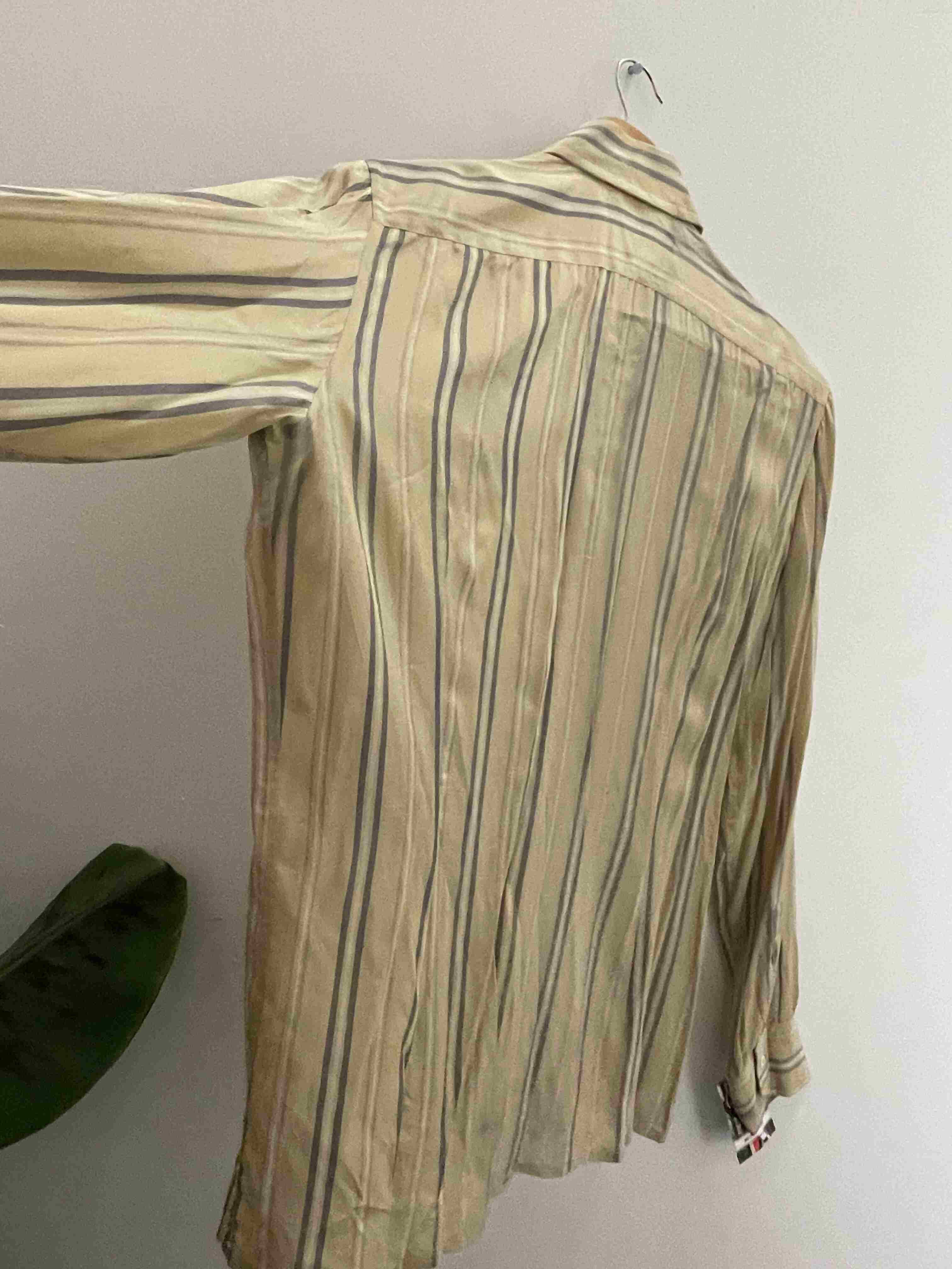 Vintage Pancaldi & B cream vertical stripe pattern mens shirt