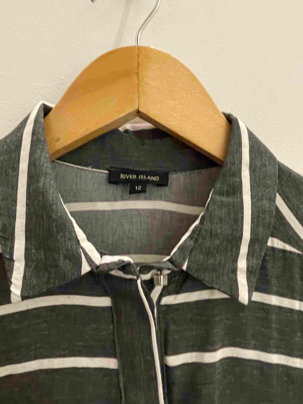 Vintage river island grey vertical stripe police shirt size 12
