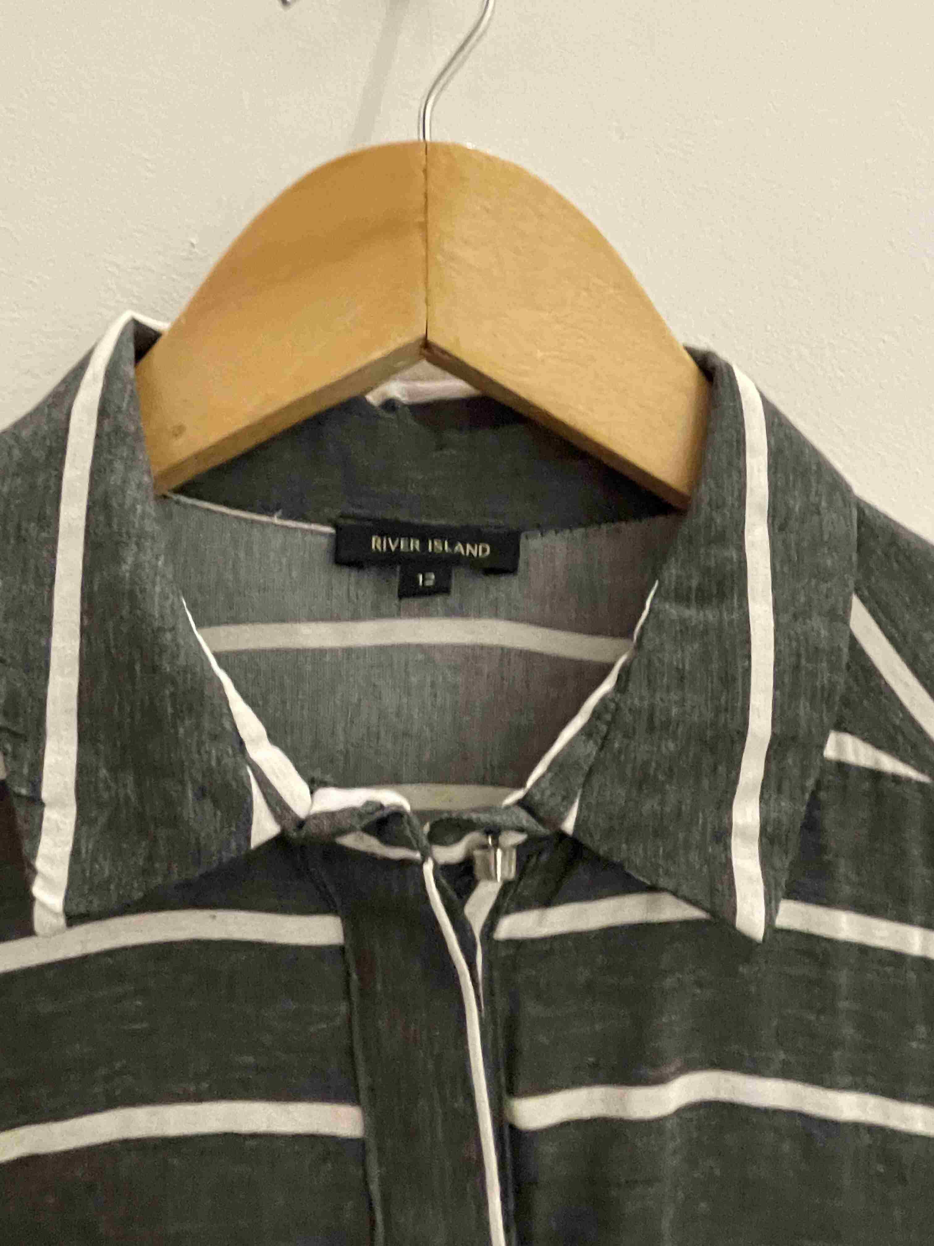 Vintage river island grey vertical stripe police shirt size 12