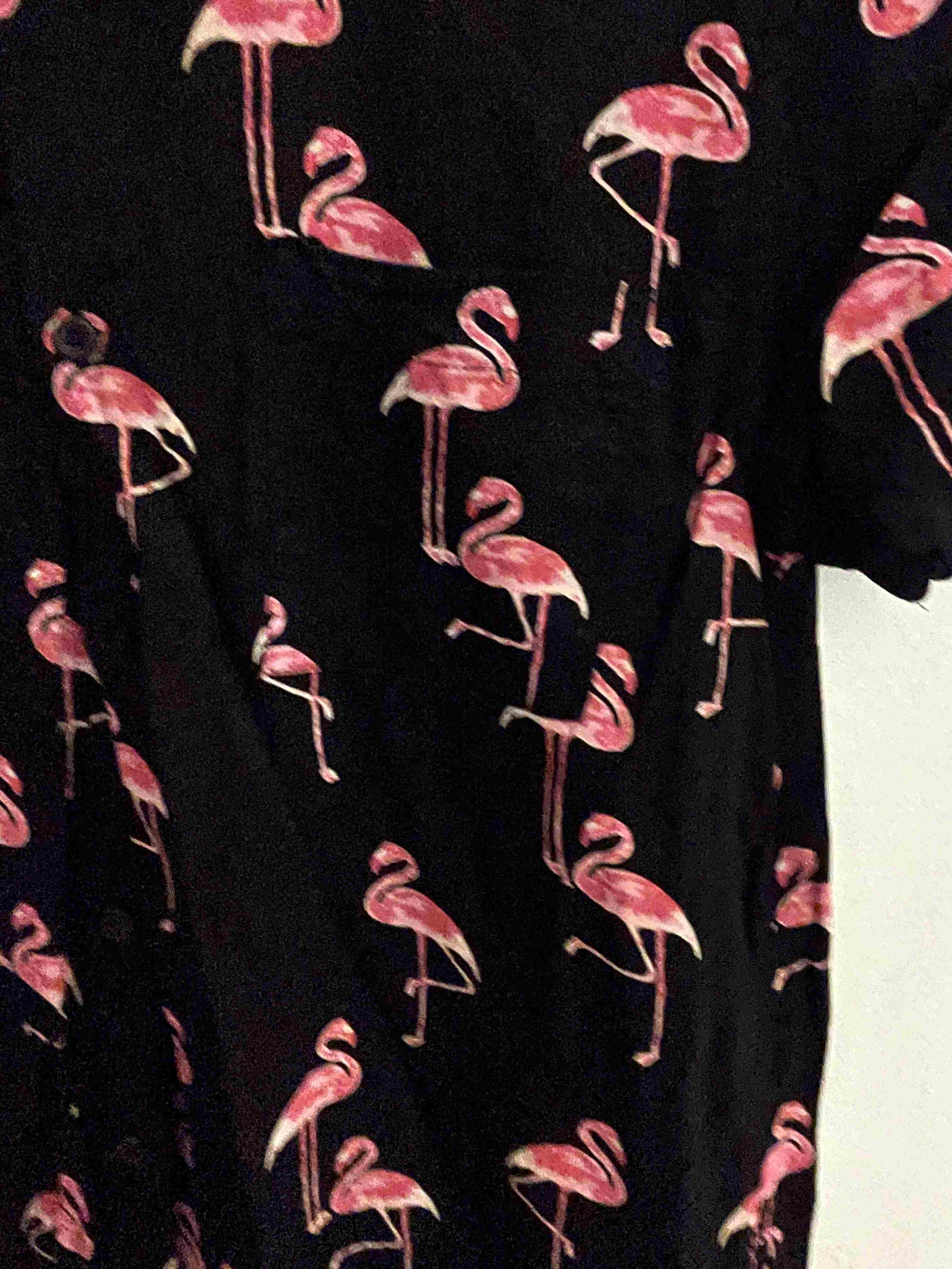 Vintage black goose printed pattern short sleeve shirt size M