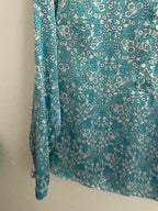 Vintage blue printed pattern linen small top