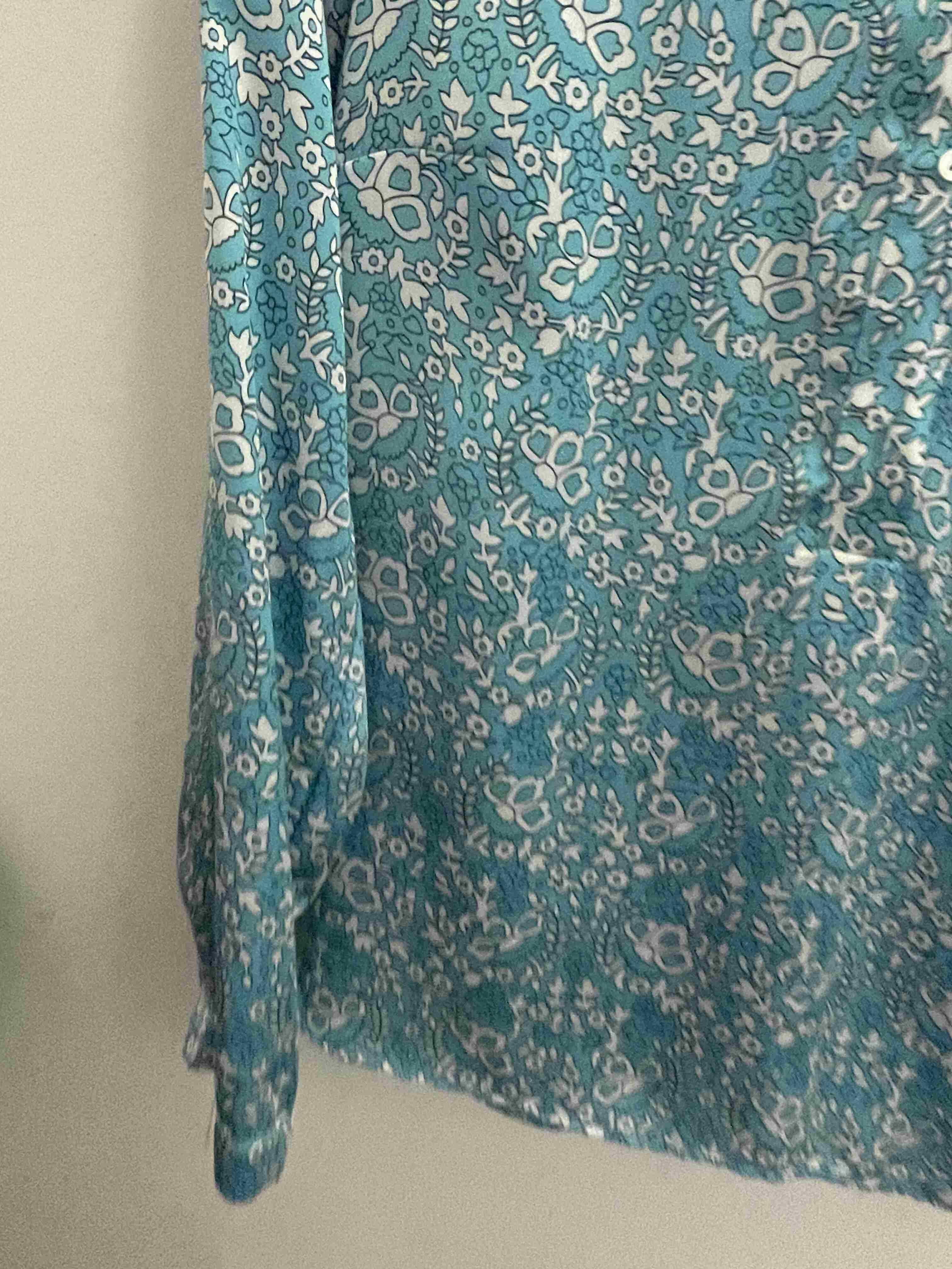 Vintage blue printed pattern linen small top