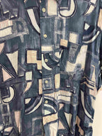 Vintage jean catel casual blue abstract pattern shirt