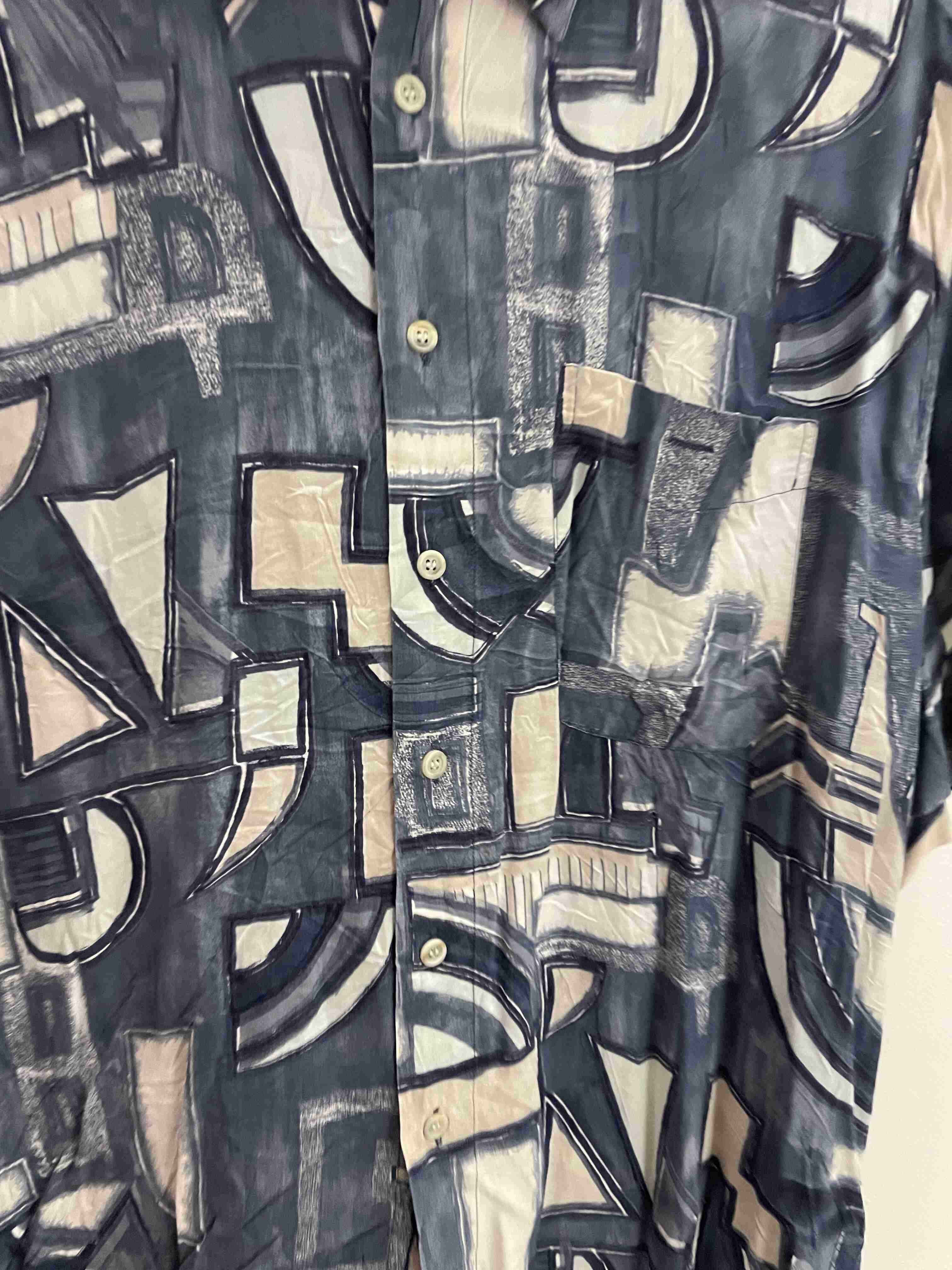 Vintage jean catel casual blue abstract pattern shirt
