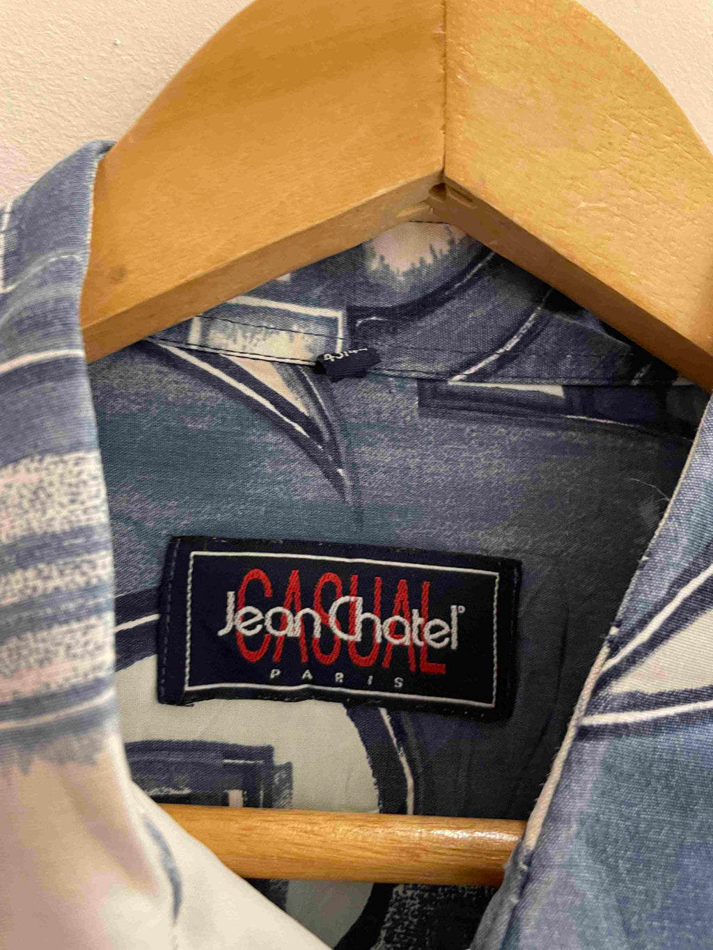 Vintage jean catel casual blue abstract pattern shirt