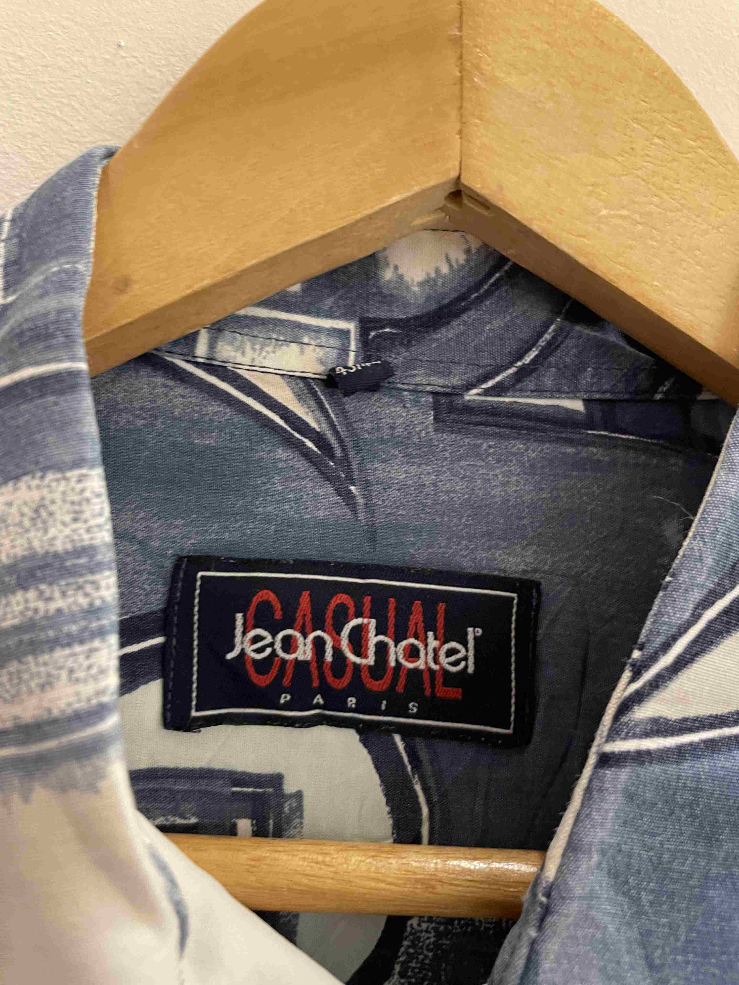 Vintage jean catel casual blue abstract pattern shirt