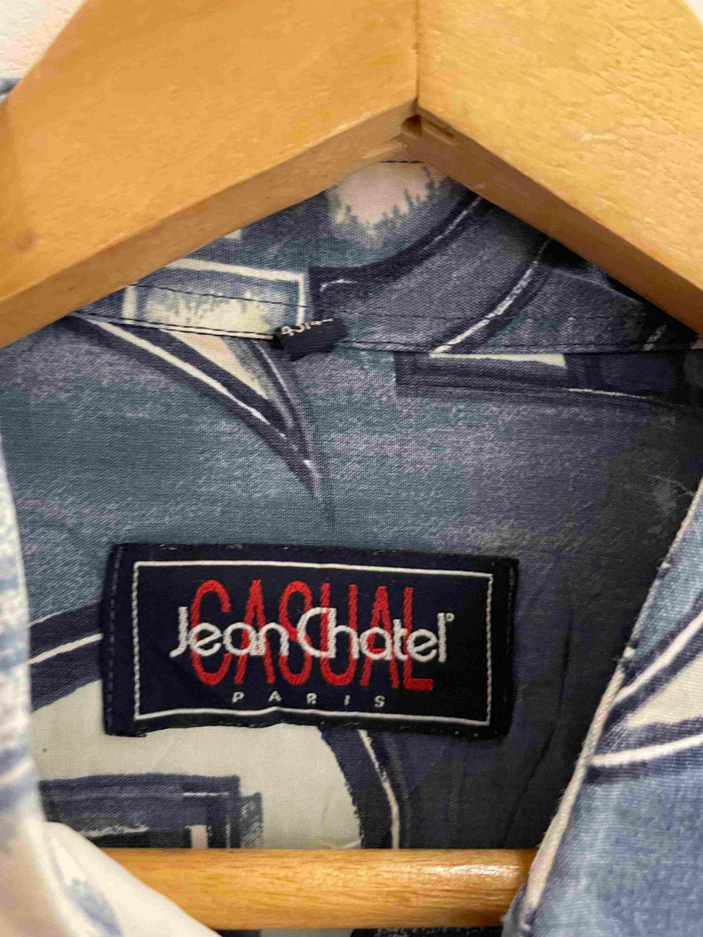 Vintage jean catel casual blue abstract pattern shirt