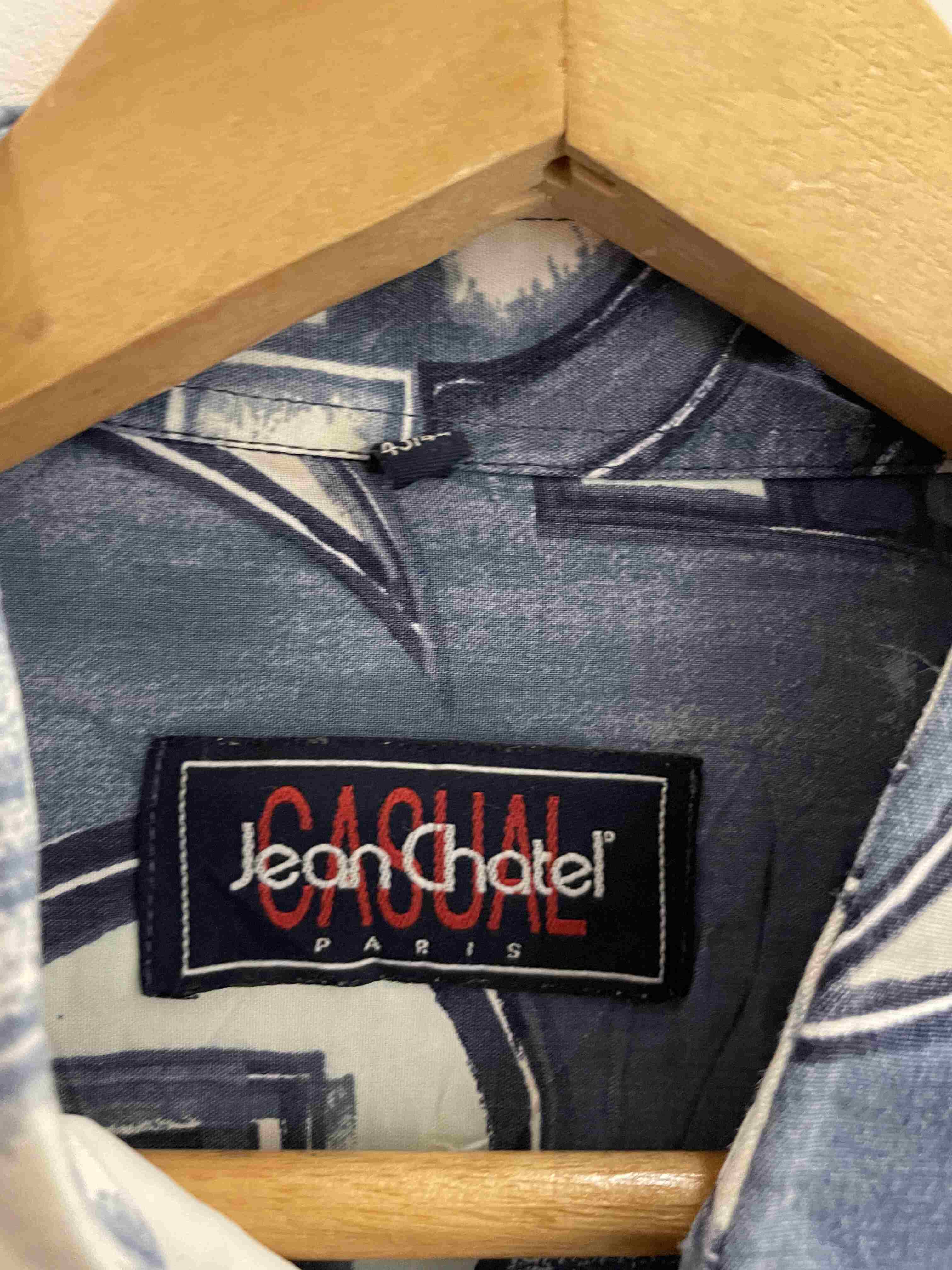 Vintage jean catel casual blue abstract pattern shirt