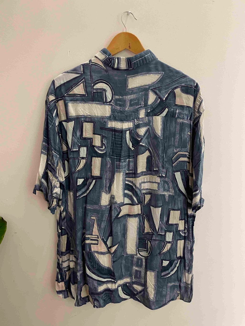 Vintage jean catel casual blue abstract pattern shirt