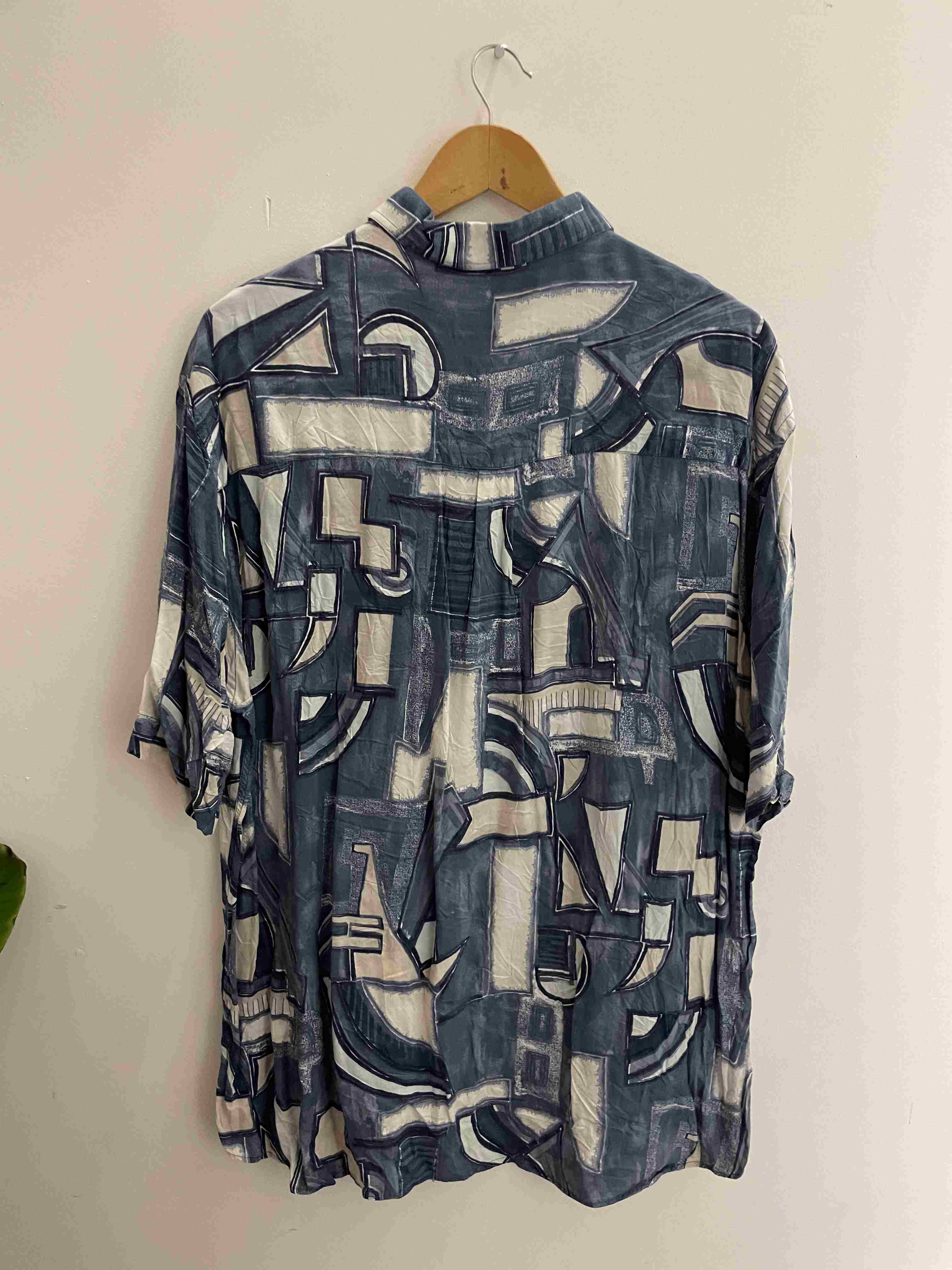 Vintage jean catel casual blue abstract pattern shirt