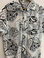 Vintage tahiti abstract pattern blue large shirt