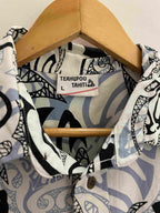 Vintage tahiti abstract pattern blue large shirt