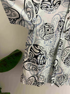 Vintage tahiti abstract pattern blue large shirt