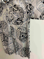 Vintage tahiti abstract pattern blue large shirt
