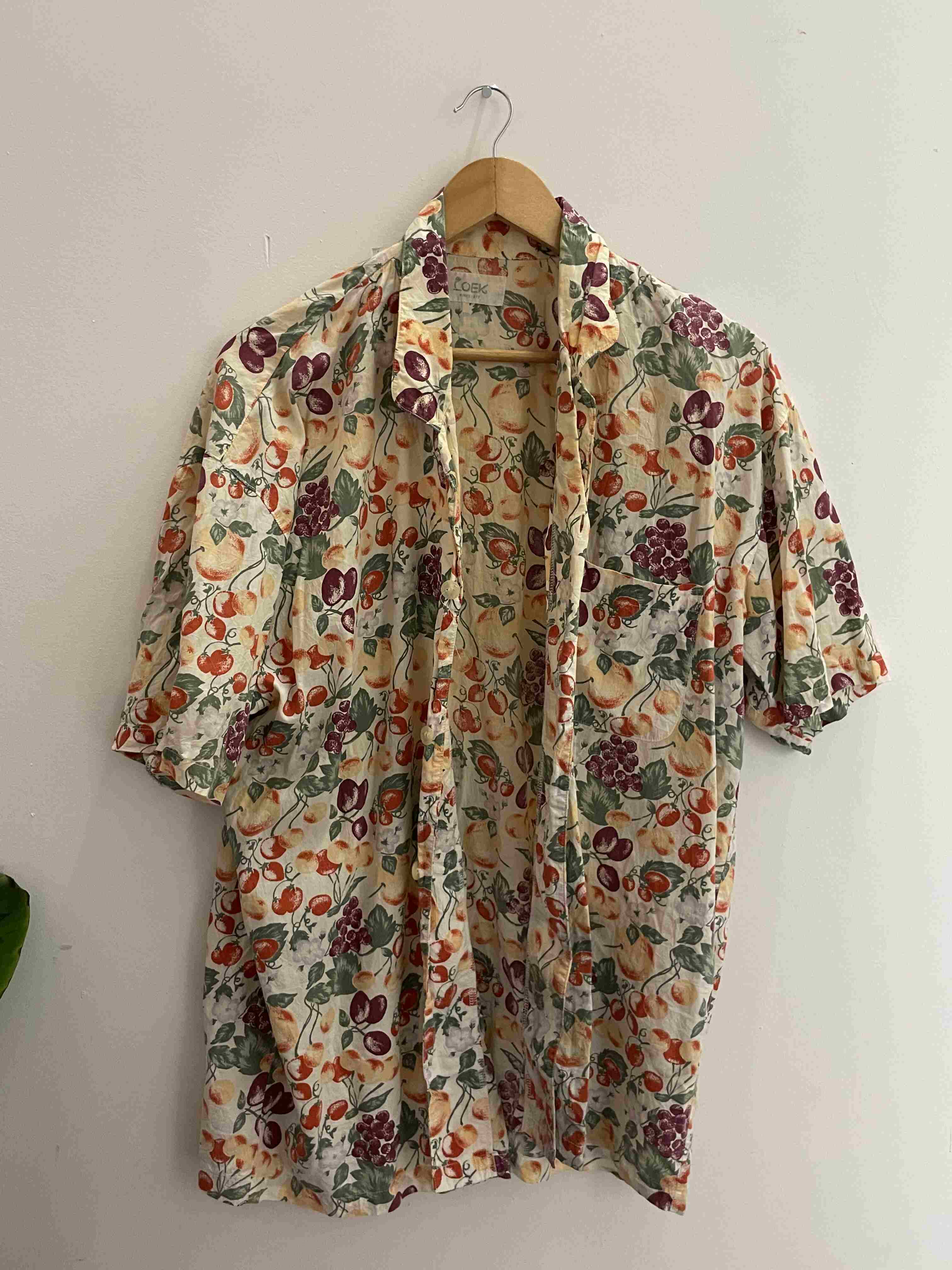 Vintage coek yellow floral pattern medium short sleeve shirt