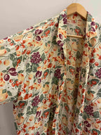 Vintage coek yellow floral pattern medium short sleeve shirt