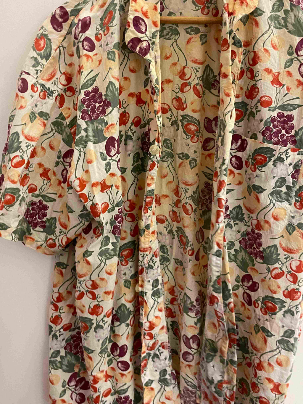 Vintage coek yellow floral pattern medium short sleeve shirt