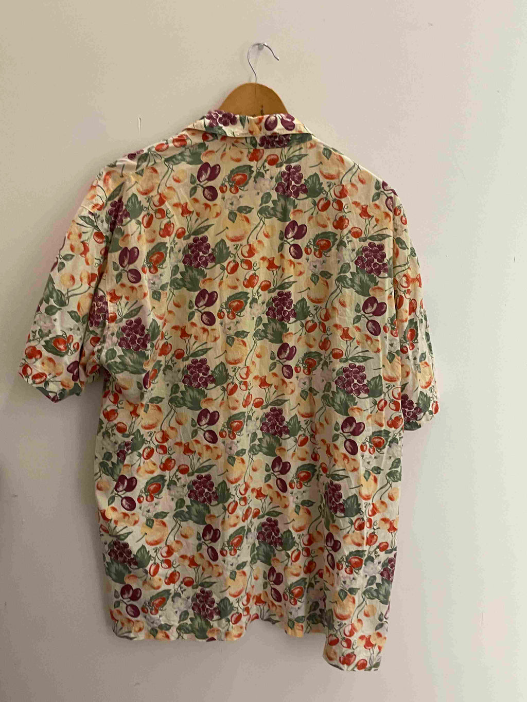 Vintage coek yellow floral pattern medium short sleeve shirt