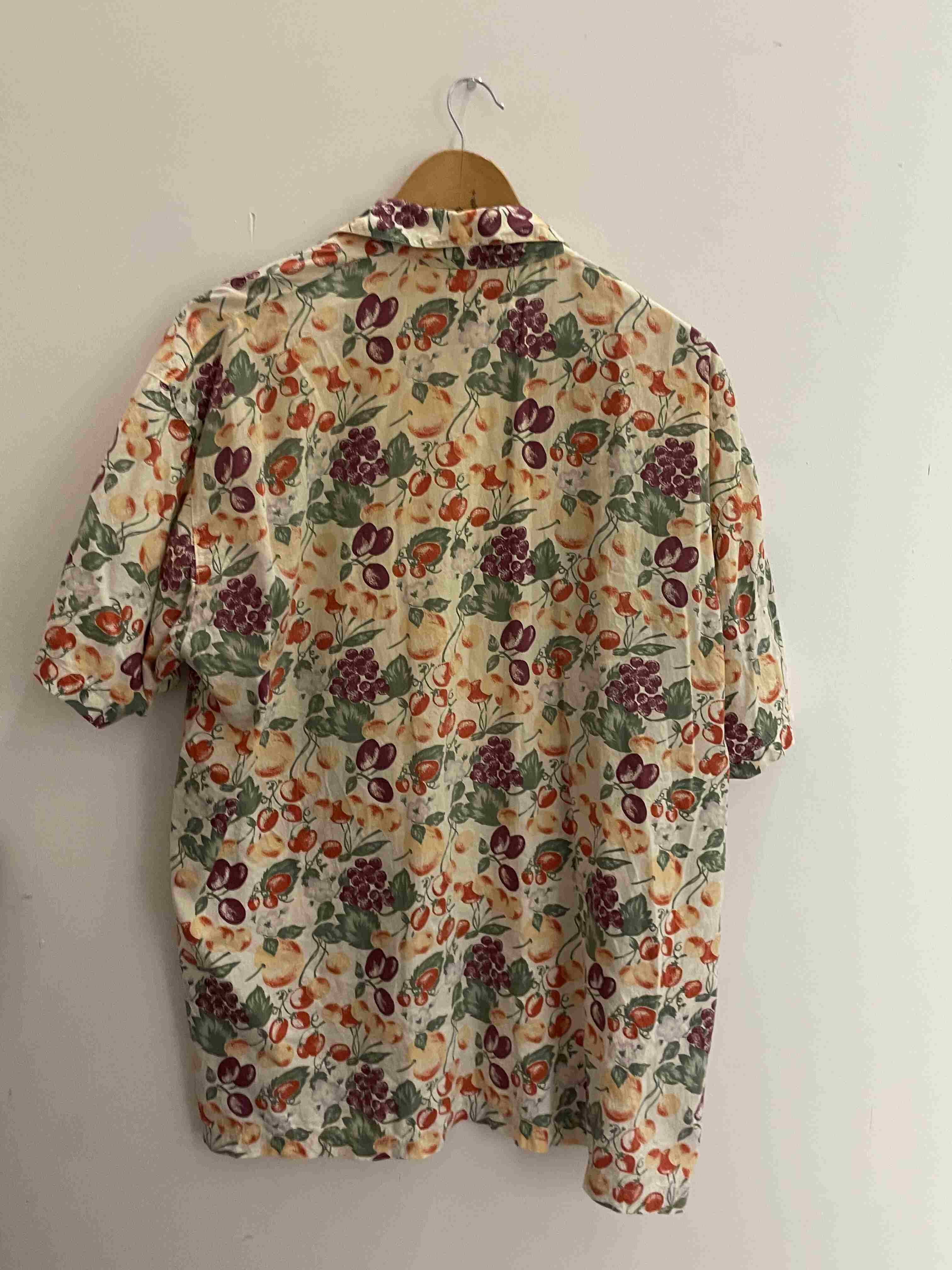 Vintage coek yellow floral pattern medium short sleeve shirt