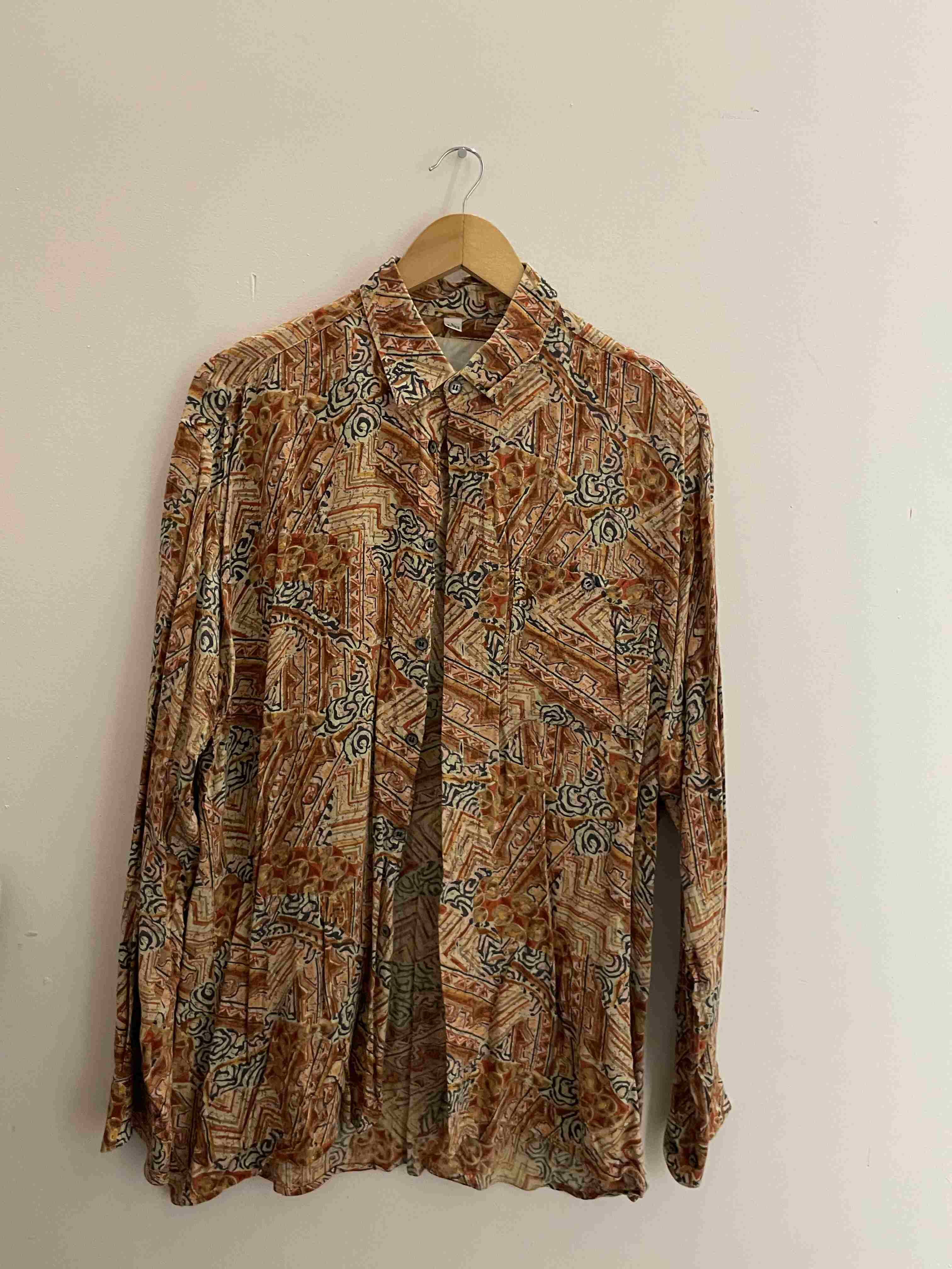 Vintage large brown abstract festive pattern mens shirt