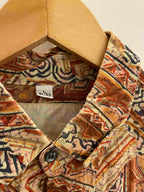 Vintage large brown abstract festive pattern mens shirt