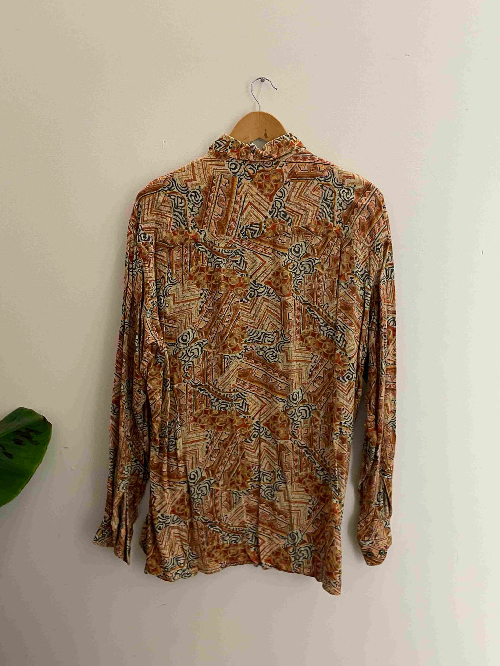 Vintage large brown abstract festive pattern mens shirt