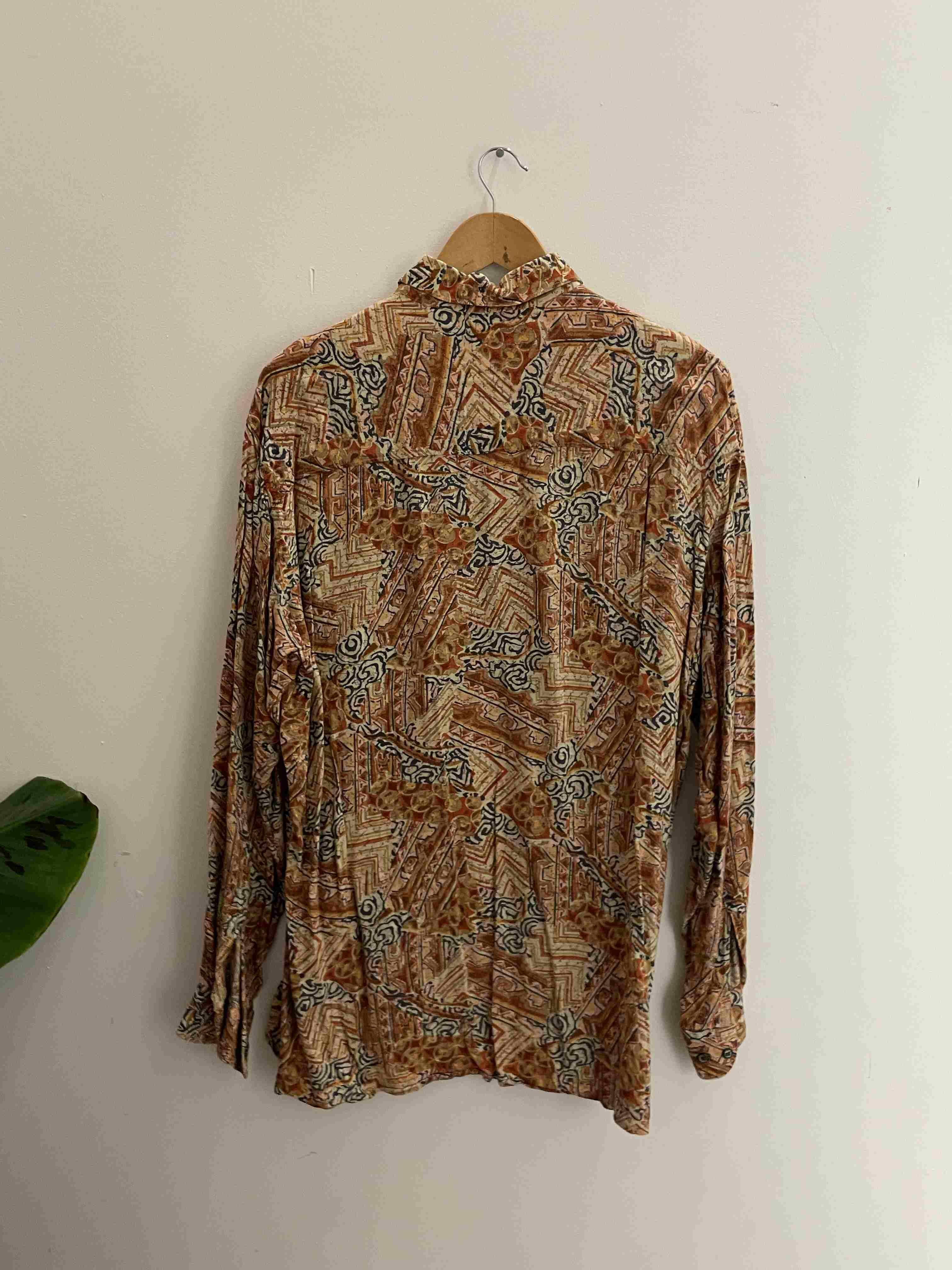 Vintage large brown abstract festive pattern mens shirt
