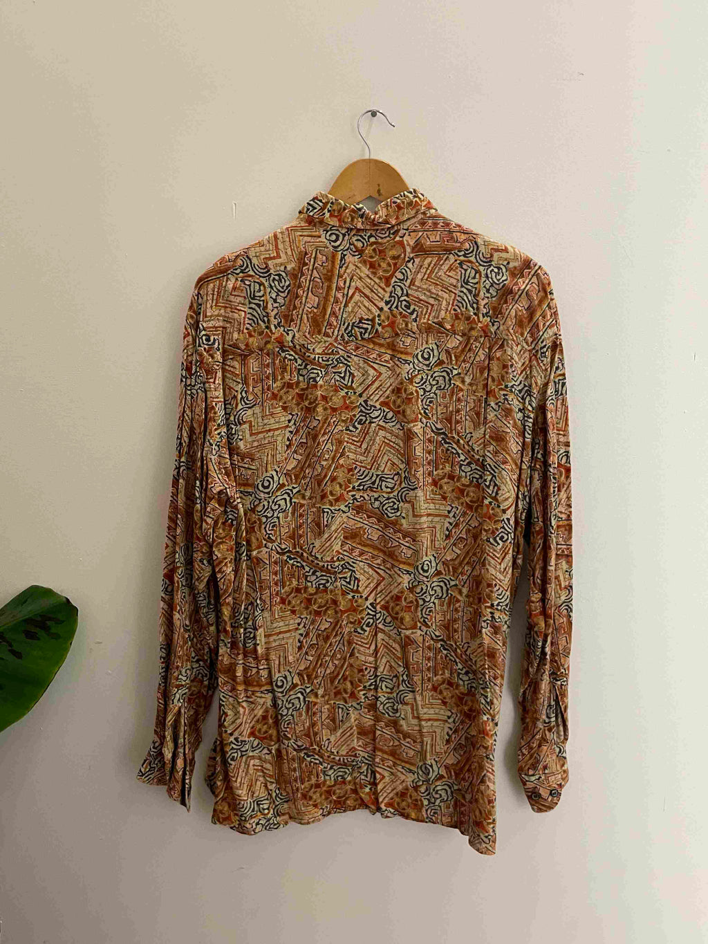 Vintage large brown abstract festive pattern mens shirt