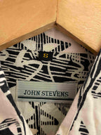 Vintage john stevens small white and black abstract pattern small shirt