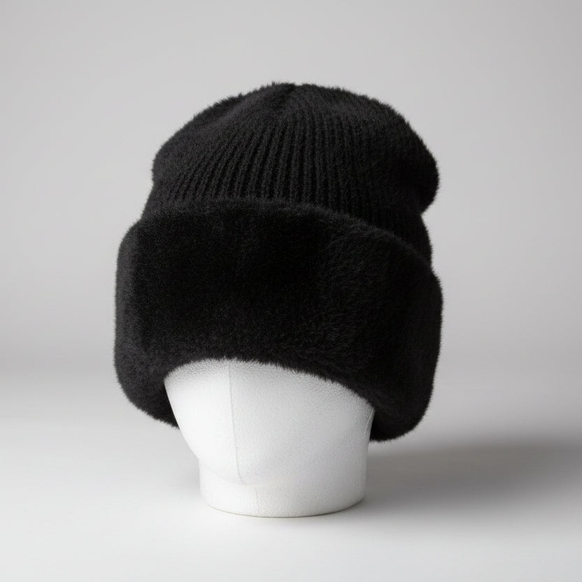 Black Faux Fur Bucket Hat SKU 7260